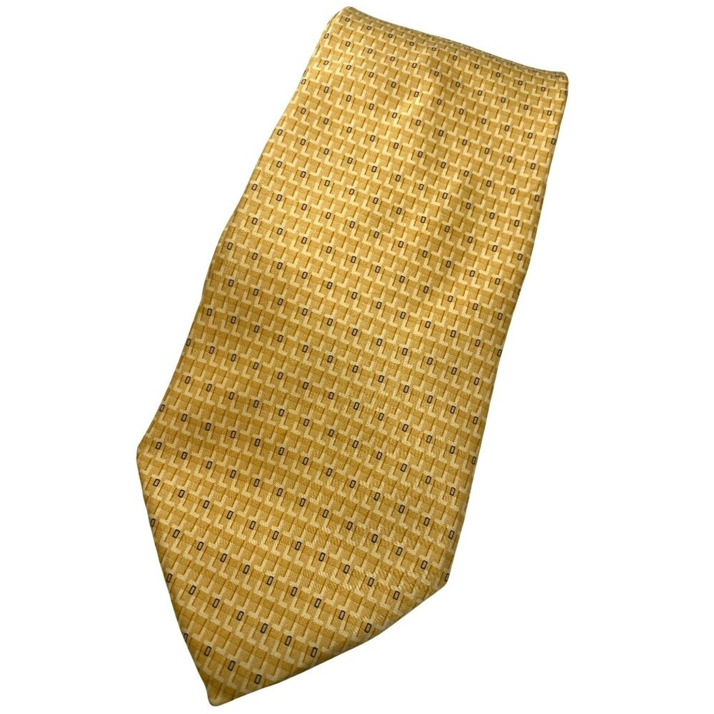 Gianfranco Ruffini Gold Italy Silk Tie Neck Luxury Vintage Mens Retro Abstract